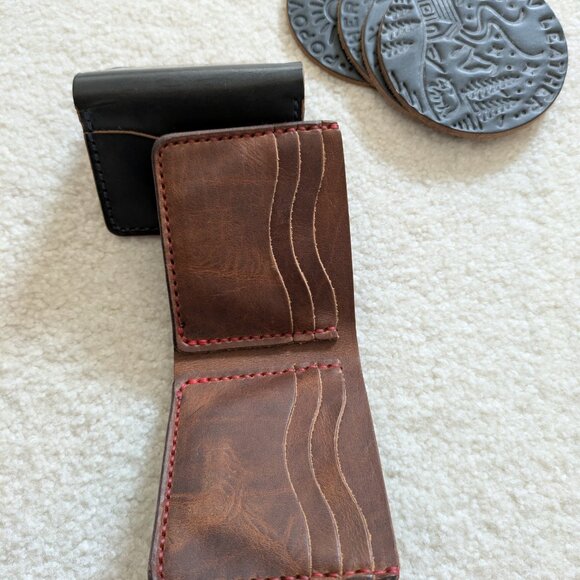 Hand Stitched Leather Card Holder, Wallet and Coasters Bundle - Picture 9 of 10